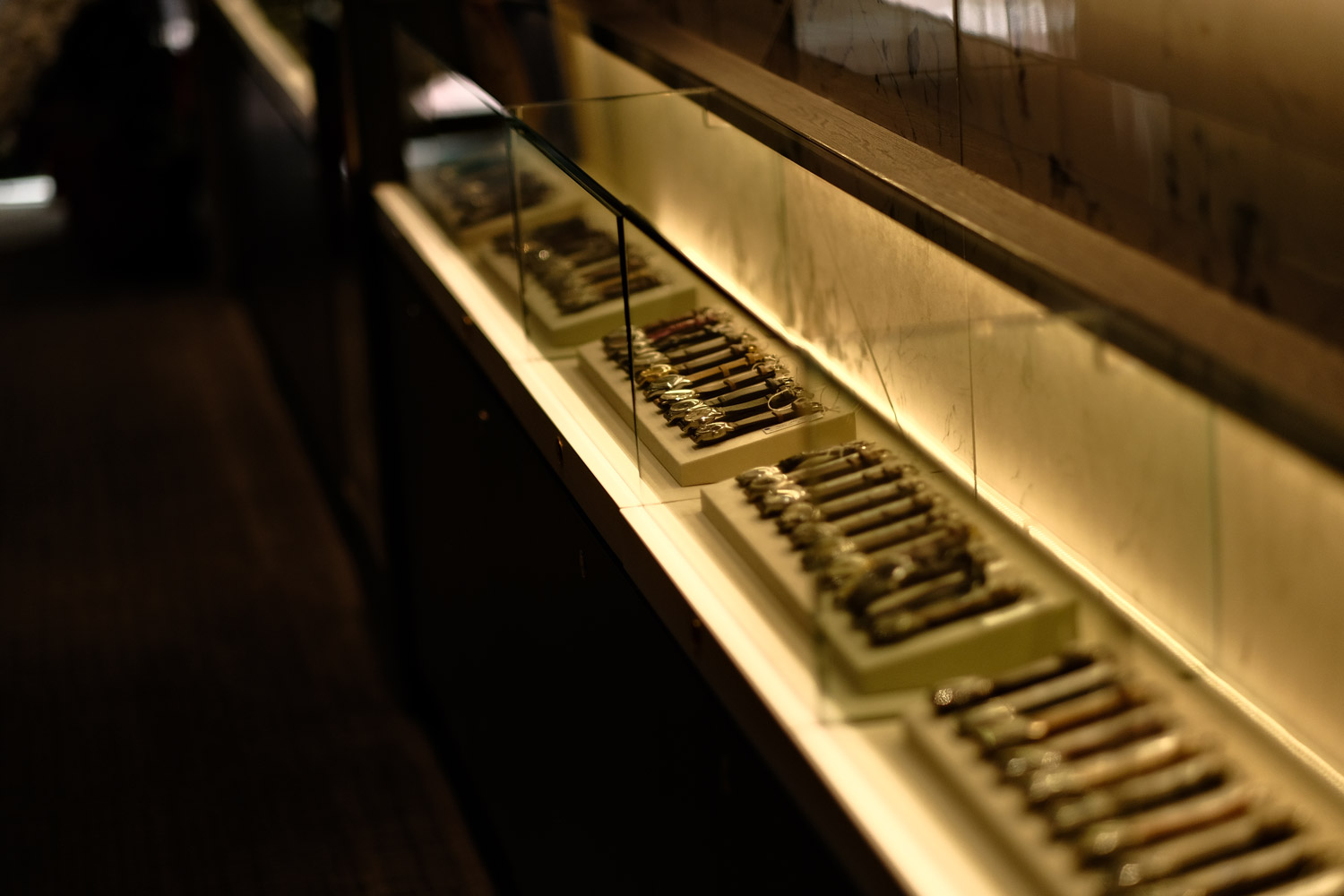 Vintage watch display on the first floor of Shellman Ginza Store